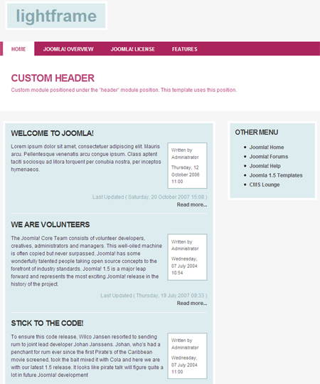 Free Joomla Template: LightFrame